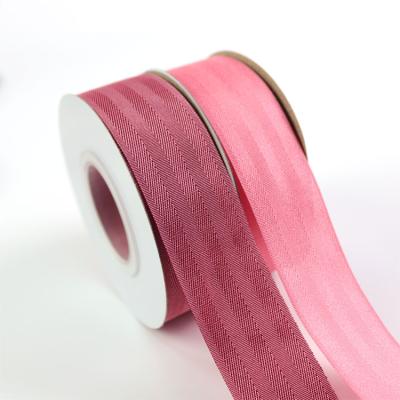 China High quality custom Recyled solid color rpet cotton stripe ribbon for clothes for sale