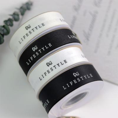 China Solid Color Lude Factory Custom Printed Recyclable Brand Cotton Ribbon With Logo Small for sale