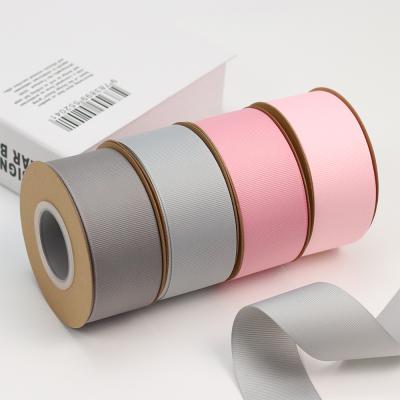 China Custom Recyled manufacturer high quality brand grosgrain rpet ribbon roll for garment for sale