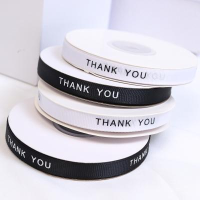 China Eco Friendly White Lude Black Solid Color Grosgrain Ribbon Custom Logo RPET for sale