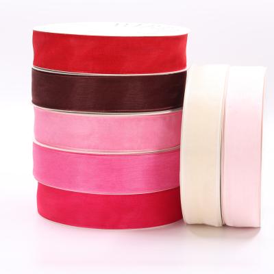 China Solid Color 25mm Wholesale 1 Inch Plain Organza Ribbon For Wedding Party DIY Decoration Gift Wrapping for sale