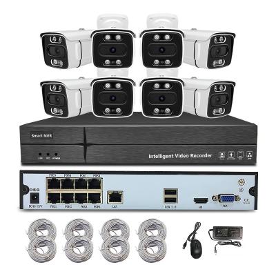 China PAN-TILT Maker 8ch POE NVR Kit Colorful 24H Vision Starlight IP POE Camera CCTV Kit POE NVR Kit for sale