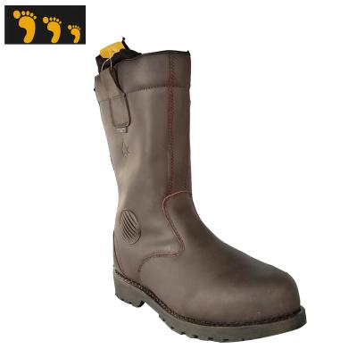 China Brown Horse Leather High Quality Crazy Toe Hot Sales Custom Steel Wellington Boots For Construction for sale