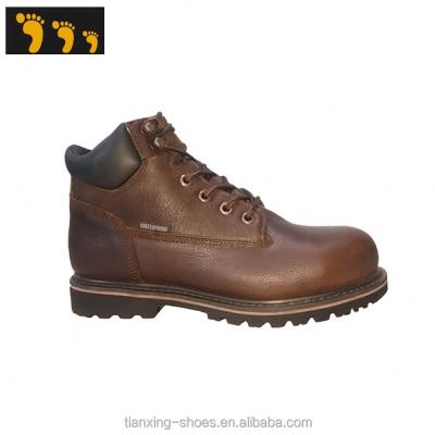 China Genuine Leather 2.0-2.2mm Leather Top Steel Toe Waterproof Tumbled Waterproof Work Safety Boots for sale