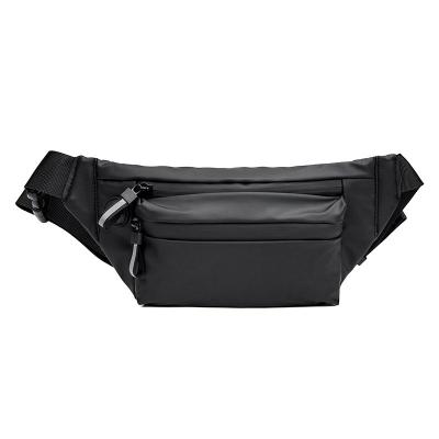 China High quality fashion trend eco leather black waterproof waist bag outdoor cross-body men sport universal mobile chest bag for sale