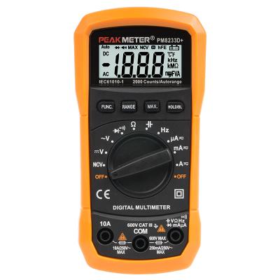 China PEAKMETER PM8233D+ Range 1000V 10A Auto AC Digital Multimeter Tester DMM Multimetro Temperature CE RoHS PM8233D+ for sale