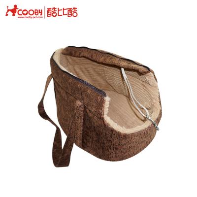 China Wholesale Environmentally Sustainable Brown Fleece Chenille Pet Carrier With 2cm Foam for sale