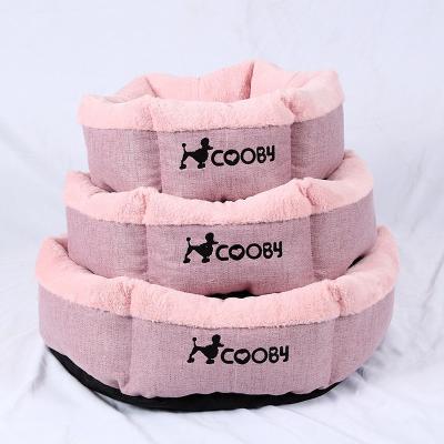 China Sustainable Cute Round PV Shear Detachable Canvas Sleep Cozy Pink Cat Bed for sale