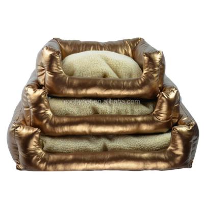 China Coobypet Sustainable Royal Leather PU Fleece Dog Sofa for sale