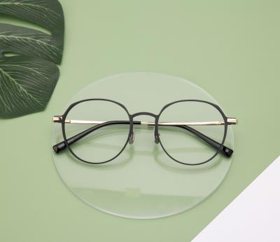 China Unisex Round Frame Unisex Rim High Quality Optical Glasses Pure Titanium Metal Hinge Half Round for sale