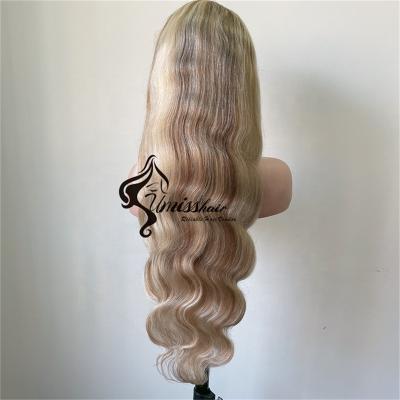 China Pre Plucked Cuticle Aligned Virgin Hair Wig For Black Women Bone Straight Piano Color Pre Pluck Lace Wig Hair Highlight HD Human Hair Wigs for sale