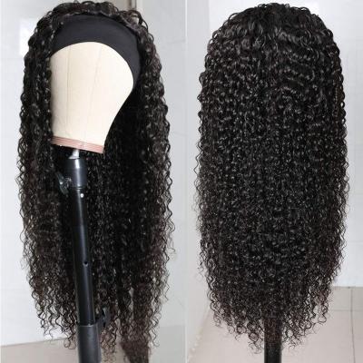 China Wholesale Glueless Kinky Curly Headband Wig Hair For Women Peruvian Raw Color Virgin Hair Headband Wigs for sale