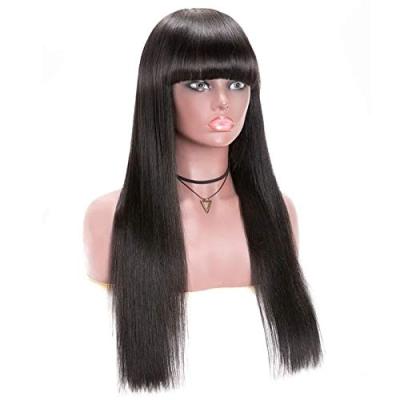 China Silky Straight Wave Weekly Deals Bangs Straight Hair None Lace Soft 100% Frontal Top Mink Human Hair Large Grade Hair Wig Stock And No Shedding for sale