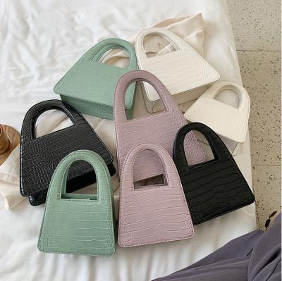 China 2021 Fashion Daily Used Branded Small Stone Pattern PU Tote Leather Simple Cross - Body Hang Bags Women Handbag for sale