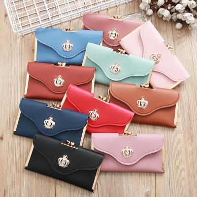 China New Korean Waterproof Women Diamond Buckle Wallet Fashion Long Clutch Bag for sale