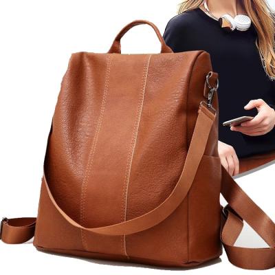 China Newspaper Used 2021 PU Leather Anti-theft Large Capacity Travel Hair Waterproof Female Casual Light Weight Ball Ladies Women Backpack for sale