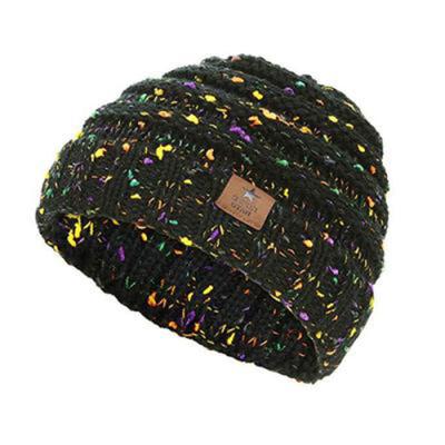 China Keeping Warm Baby Children Winter Knitted Dot Sand Hat Warm Hood Hearing Protection Wool Hat for sale