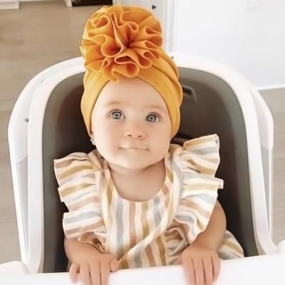 China Flower Baby Headwrap Beanie Hat Toddler Headwear Baby Soft Cute Newborn Turban Flower Headband for sale