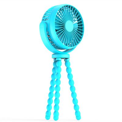 China Personal Portable Rechargeable Handheld Rechargeable Handheld Stroller Fan Air Conditioning Fan Foldable Baby Clip On Desktop Octopus Fan With Flexible Tripod for sale