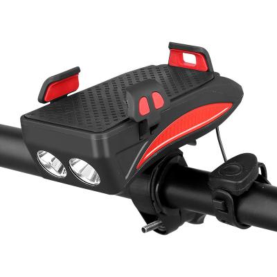 China Bike Rechargeable LED Front Light Kit Tail Light and Headlight with Phone Holder Function 4 in 1 12X6CM for sale