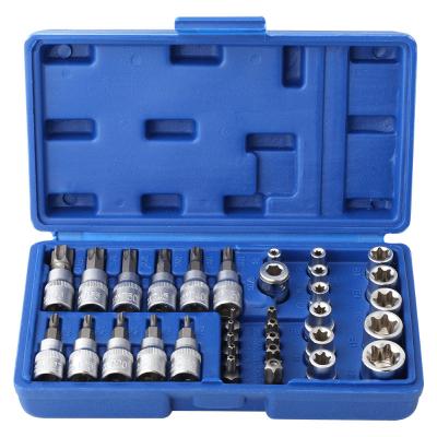 China 34PCS Durable Torx Socket CRV Tool Kit Car Repair Bit Tools in Steel Box for sale