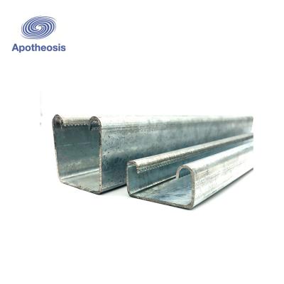 China Single Solid Strut C Channel Slotted Galvanized Structural Channel Strut table c Channel fitting unistrute galvanized steel C Channel clampsPerforated for sale