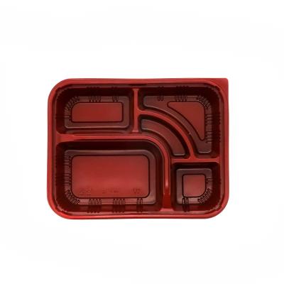 China Eco Friendly Disposable 5 Compartment Divided Lunch Clear Viable Wholesale To Go Dish Trays Takeaway Plastic Bento Box for sale