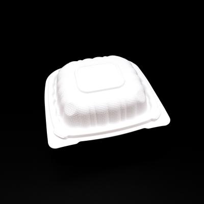 China Disposable Clear Plastic Compostable Clamshell Hinged Food Take Out Container for sale