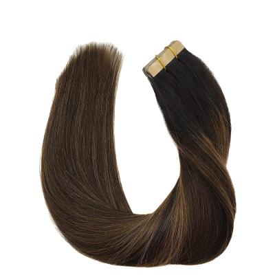 China Silky Straight Wave Tape In Dark #1B Double Drawn Remy Human Hair Hair Extensions Extensions for sale