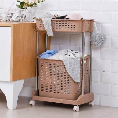 China Durable Plastic Kids Toy Rotating Shelves Storage Rack Bathroom Storage Holder with Basket Wheels for Toy Snacks Organizer for sale