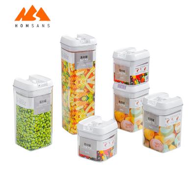 China Eco-friendly Airtight Pantry Rice Cereal Food Container Set 4 Air Tight Plastic Food Storage Jar for sale