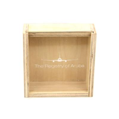 China Handmade custom logo handcrafted wooden storage box with sliding top wooden box for gift package for sale