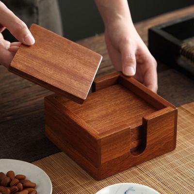 China Sustainable Custom Wooden Pallet Coasters Plain Blank Square Cup Wooden Mat Wholesale for sale