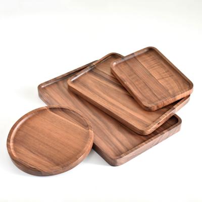 China Square or round shape walnut or minimalism custom wooden stylewalnut wood tray as your request for sale