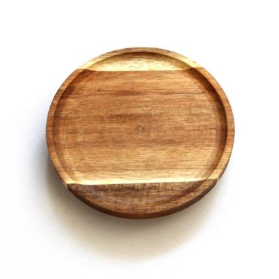 China Non Spill Canister Classic Glass Acacia Wood Jar Lid , Wooden Candle Glass Jars Lids for sale