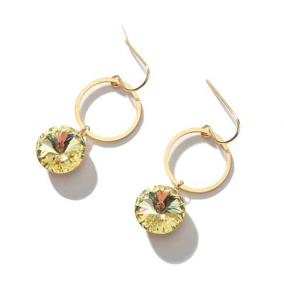 China 2021 Hot Selling 14K Lead Free Nickel Free Plated Stainless Steel Large Zircon Gold With Round Gemstone Stud Earrings for sale