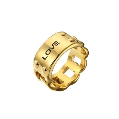 China Fashionable Design Fashiaon Jewelry Environmental Friendly Hollow Engraved Stinless Steel Love Aesthetic CZ Ring for sale