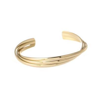 China New Stainless Steel Pattern Outdoor Activity Jewelry 14K Lead Free Nickel Free Twisted Gold Plated Multilayer Bracelet for sale