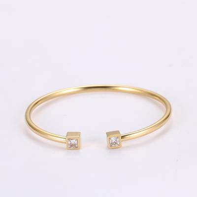 China Hot Selling Lead Free Nickel Free 14K Gold Plated Stainless Steel Bracelet Bangle Elegant Zircon, Cuff Bangles for sale