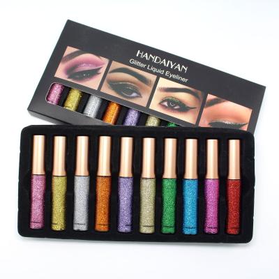 China HANDAIYAN 10Pcs/Set Glitter Eyes Make Up Liner For Women Easy To Wear Waterproof Liquid Eyeliner 10colors 1 for sale