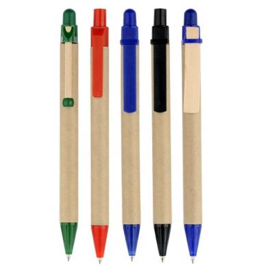 China Promotional Pen Customized Cheaper Price Advertising Recycle Kraft Paper Ball Pens for sale