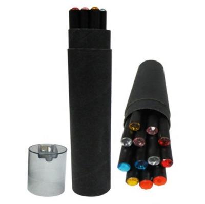 China Office & School Pencil Good Quality Cheap Price Black Wood Material Pencil With Crystal In Black Tubes For Promotion Gifts for sale