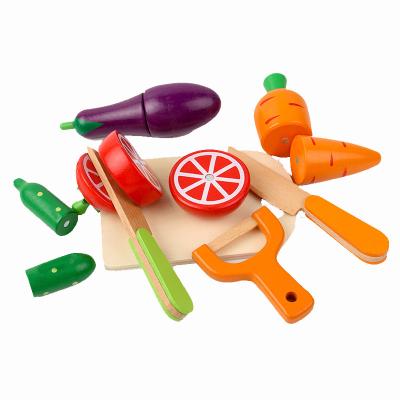 China Montessori Colorful Toys Educational Kitchen Wooden Vegetables Set Toy Fruits And Vegetables Kids Child Cheap Cutting Toys For for sale