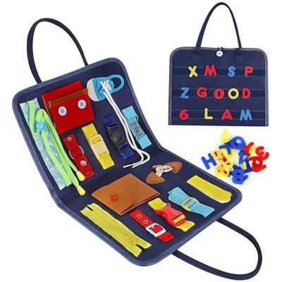 China Toy Amazon Top Selling Foldable Educational Funny Felt Montessori Board Toys Sensory Bags Toddlers Educational Busy Toys for sale