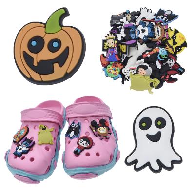 China Customized Washable Nightmare Before Christmas Fang Charm Halloween Ornaments PVC Decoration Charm For Exit Hindrances Props for sale