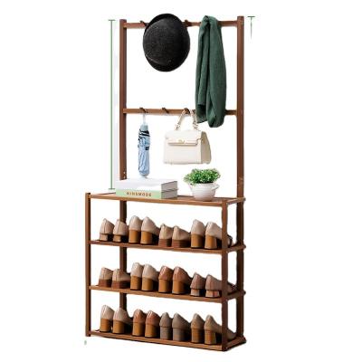 China 4 Layers New Expandable Home Multi Multi-Layer Functional Large Bamboo Shoes And Coat Storage Rack Cabinet XJ011-1 for sale