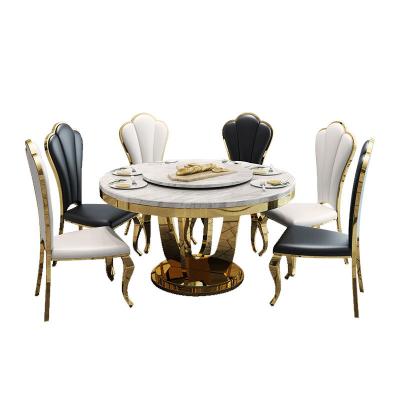 China CZM3006CQ Combination Coffee Wholesale Marble Top Round Tea Table With 6 Chairs Living Room Luxury Dining Table for sale