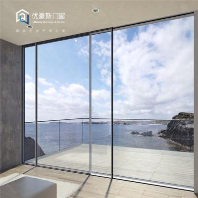 China Modern minimalist slim aluminum frameless aluminum automatic entrance sliding door sliding door for sale