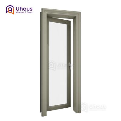 China Swing Barn Door Aluminum Picture Frosted Glass Double Glass Panel Door for sale