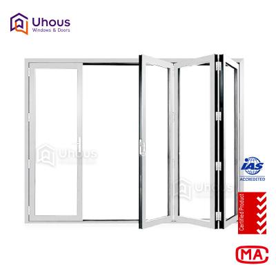 China Latest design folding double glazed aluminum folding door for sale